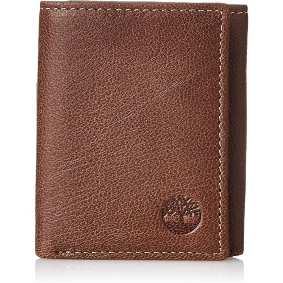Men's Genuine Leather Rfid Blocking Trifold Wallet, Brown